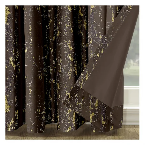 Zudo_Homes_Dark_Brown_Blackout_Foil_Set_Of_2_Panels_Foil_Curtains_With_Gold_Foil_Accents_Silver_Grommets_Elegant_Light_Filtering_Window_Drapes_For_Living_Room_Bedroom_8_FEET