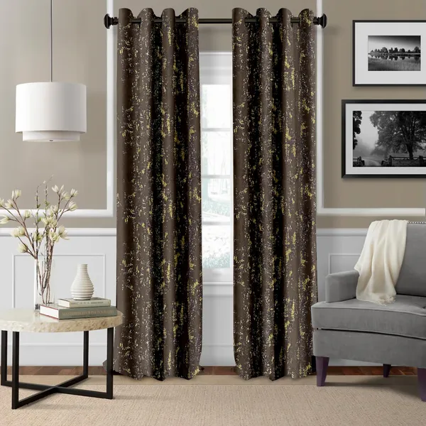 Zudo_Homes_Dark_Brown_Blackout_Foil_Set_Of_2_Panels_Foil_Curtains_With_Gold_Foil_Accents_Silver_Grommets_Elegant_Light_Filtering_Window_Drapes_For_Living_Room_Bedroom_8_FEET