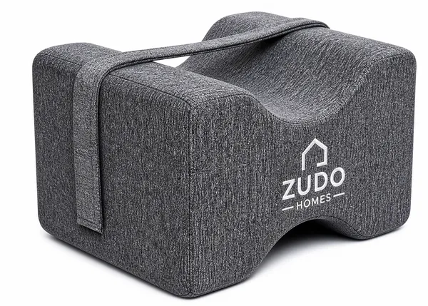 Zudo_Homes_Knee_Pillow,_Knock_Knee_Pillow_for_Sleeping,_Memory_Foam_Leg_Pillow_Wedge_Cushion_for_Side_Sleeper,_Sciatica,_Pregnancy_(Grey)