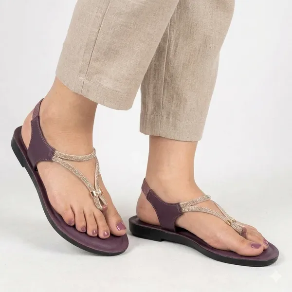 Purple_Soft_Cushion_T-Strap_Sandals_For_Women