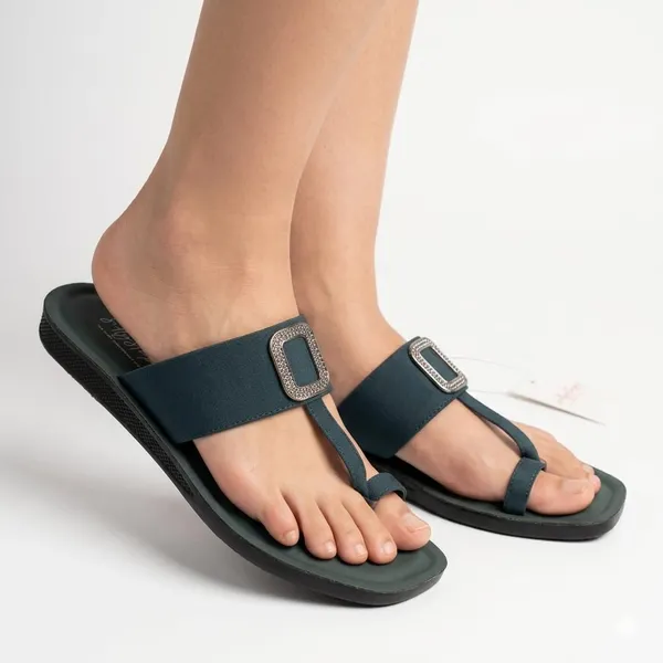 Dark_Green_Soft_Cushion_Toe-Ring_Sandals_For_Women