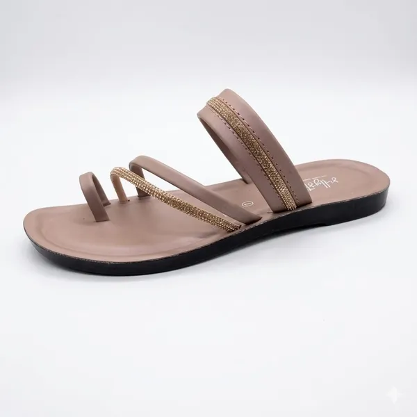 Brown_With_Gold_Soft_Cushion_Toe-Ring_Sandals_For_Women