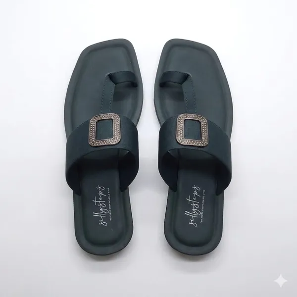 Dark_Green_Soft_Cushion_Toe-Ring_Sandals_For_Women