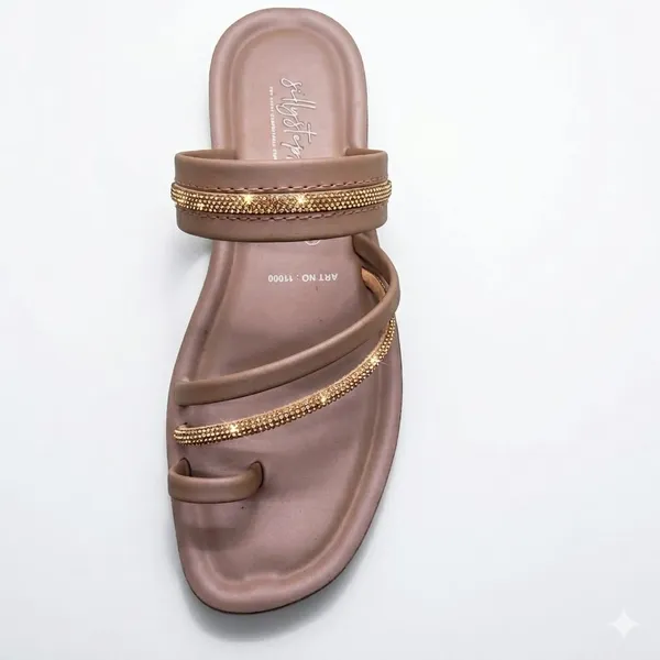 Brown_With_Gold_Soft_Cushion_Toe-Ring_Sandals_For_Women