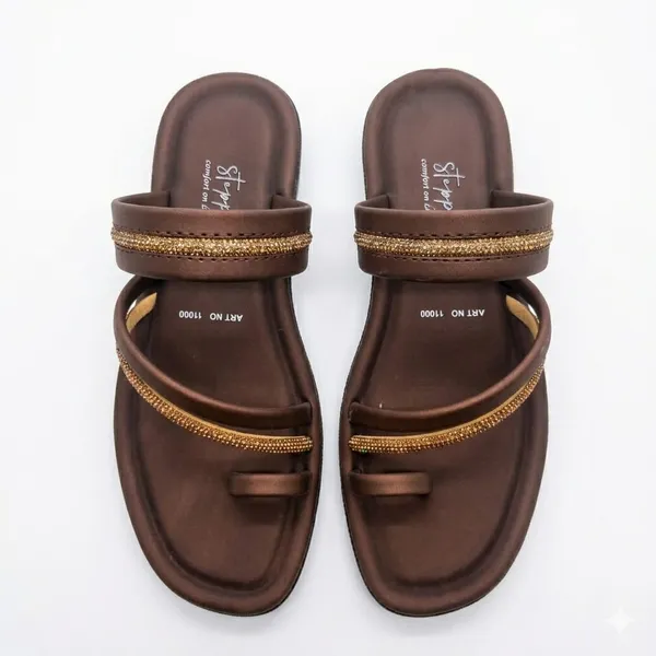 Brown_Soft_Cushion_Slip-On_Sandals_For_Women