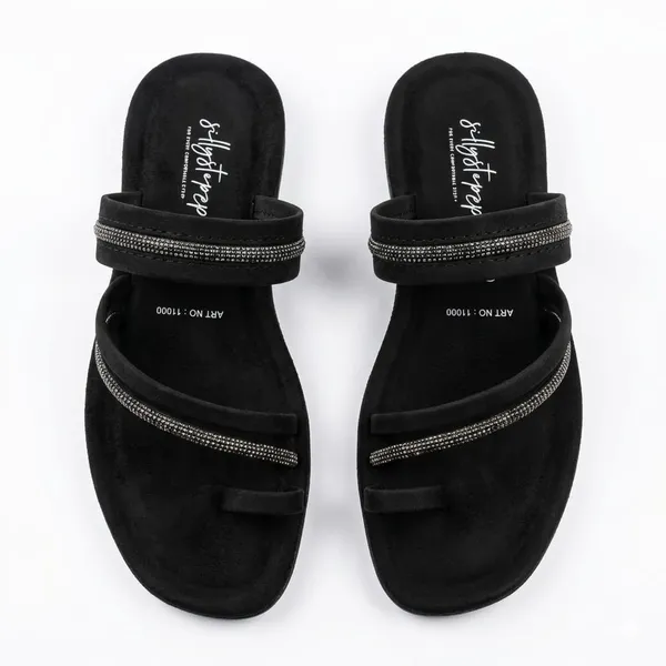 Black_Soft_Cushion_Toe-Ring_Sandals_For_Women