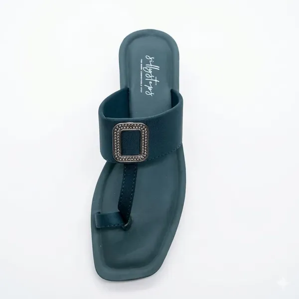 Dark_Green_Soft_Cushion_Toe-Ring_Sandals_For_Women