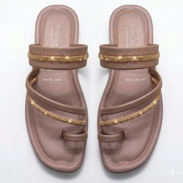 Brown_With_Gold_Soft_Cushion_Toe-Ring_Sandals_For_Women