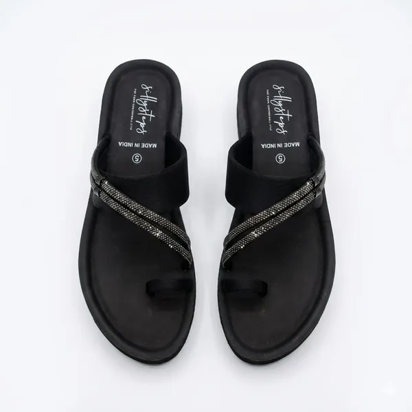 Black_Soft_Cushion_Toe-Ring_Sandals_For_Women