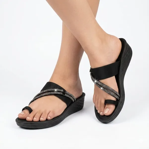 Black_Soft_Cushion_Wedge_Sandals_For_Women