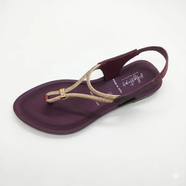 Purple_Soft_Cushion_T-Strap_Sandals_For_Women