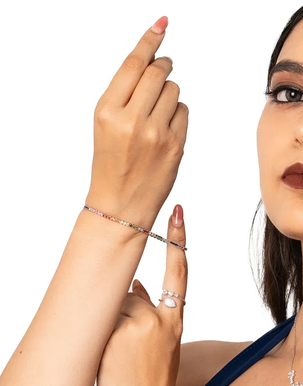 Elastic_Multicolour_Stoned_Bracelet_|_Sterling_Silver