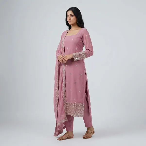 Graceful_Pink_Faux_Georgette_Sequin_Work_Suit_Set_|_Readymade_Top,_Micro_Cotton_Pant_And_Lace_Dupatta