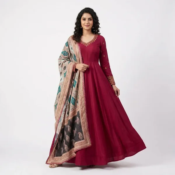 Aarzoo_Maroon_Chinon_Silk_Anarkali_Gown_Set_Grace_In_Every_Twirl