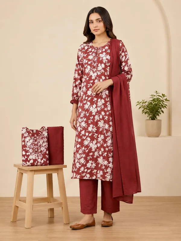 maroon_embroidery_kurta_set_for_women