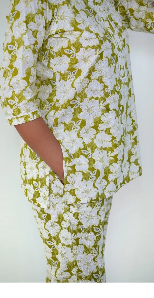 Green_And_White_Floral_Cotton_Co-Ord_Set_Fresh_Casual_Wear