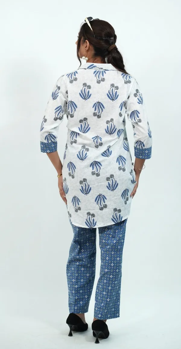 White_And_Blue_Printed_Cotton_Co-Ord_Set_Stylish_Daily_Wear