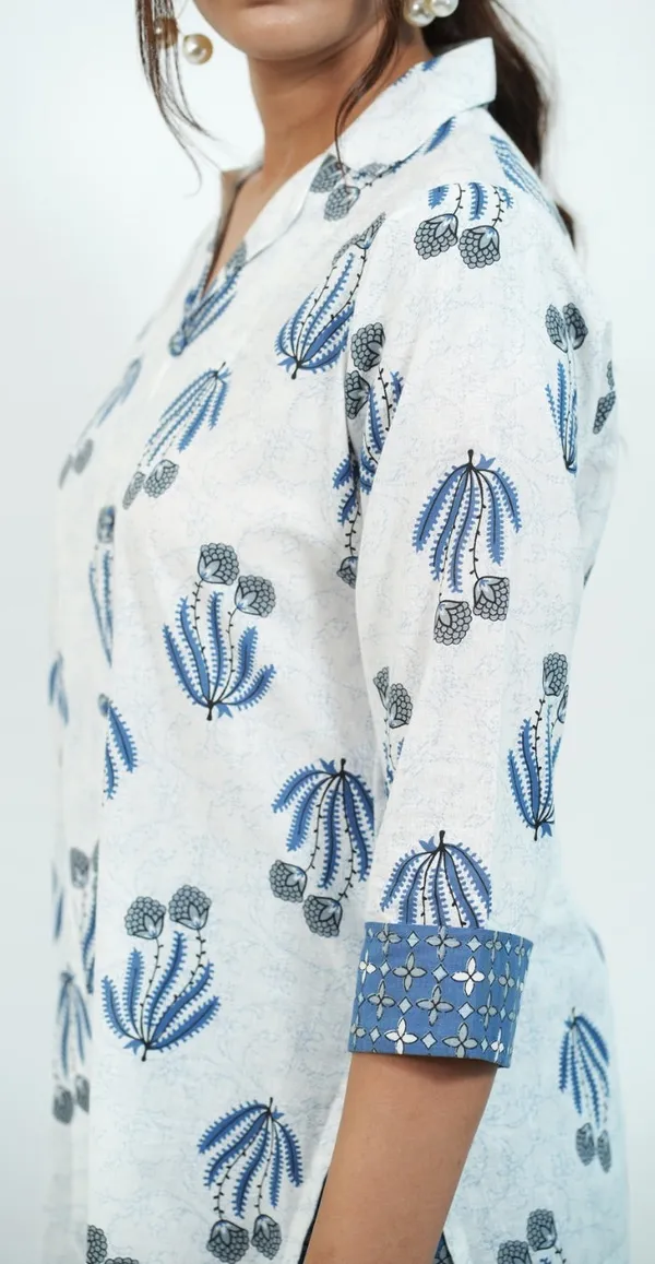 White_And_Blue_Printed_Cotton_Co-Ord_Set_Stylish_Daily_Wear