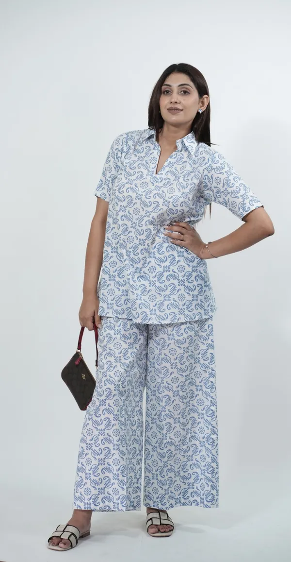 Traditional_Print_White_And_Blue_Co-Ord_Set_Comfortable_Casual_Outfit