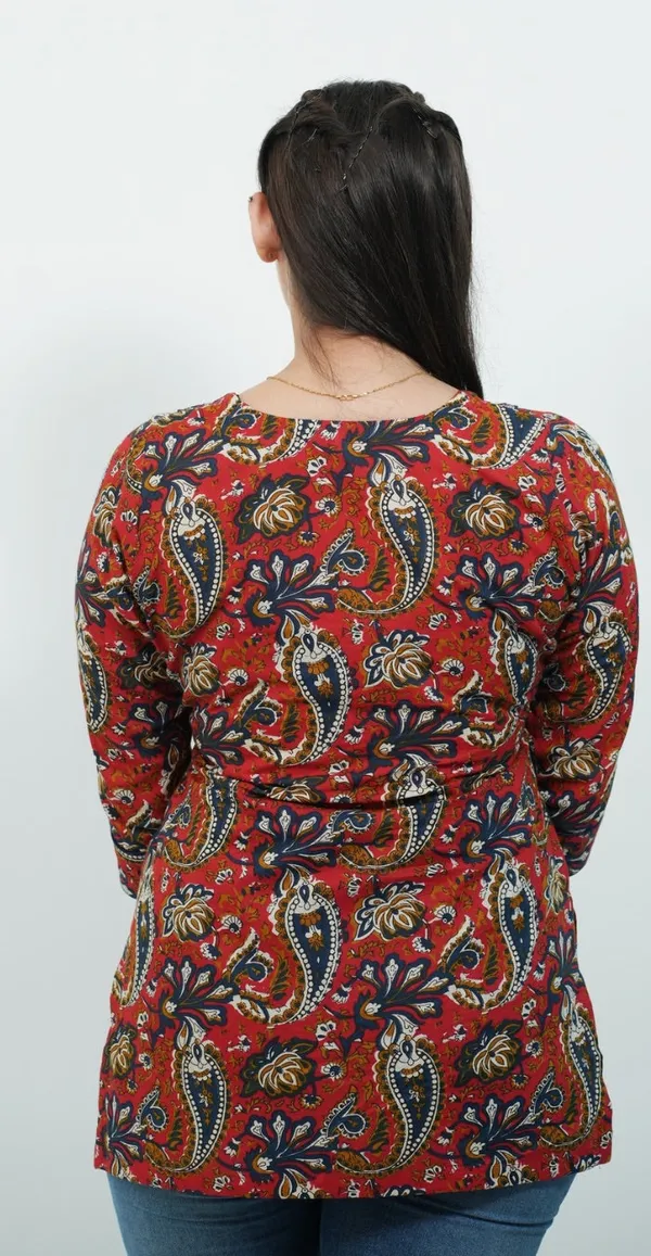 Red_Traditional_Print_Kurti_Stylish_Ethnic_Casual_Wear