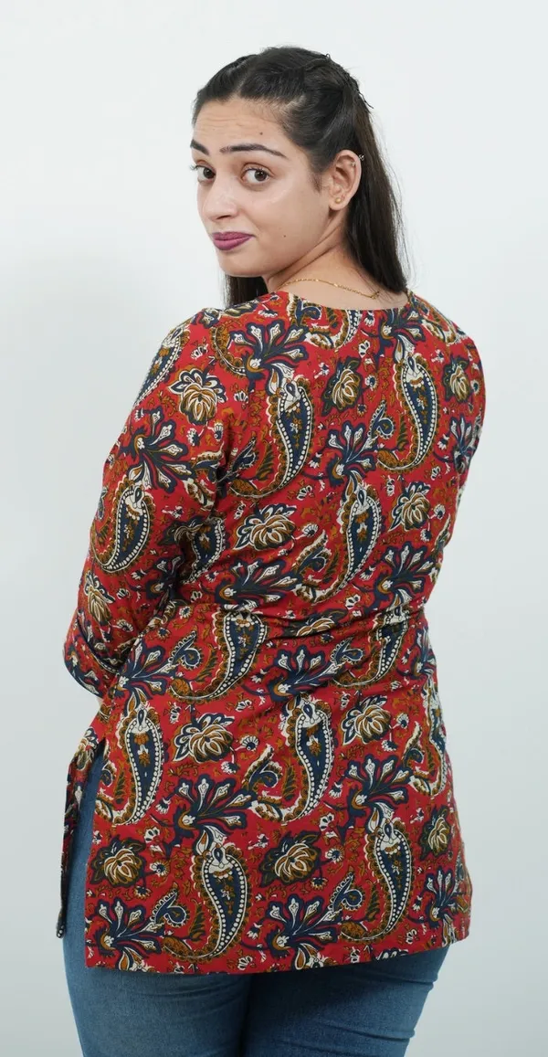 Red_Traditional_Print_Kurti_Stylish_Ethnic_Casual_Wear