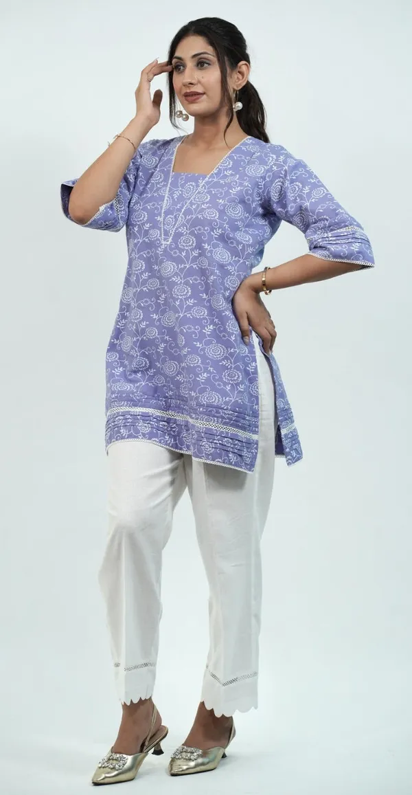 Purple_Colour_Kurti_With_White_Bottom_Trendy_Kurti_Set_Top_Bottom