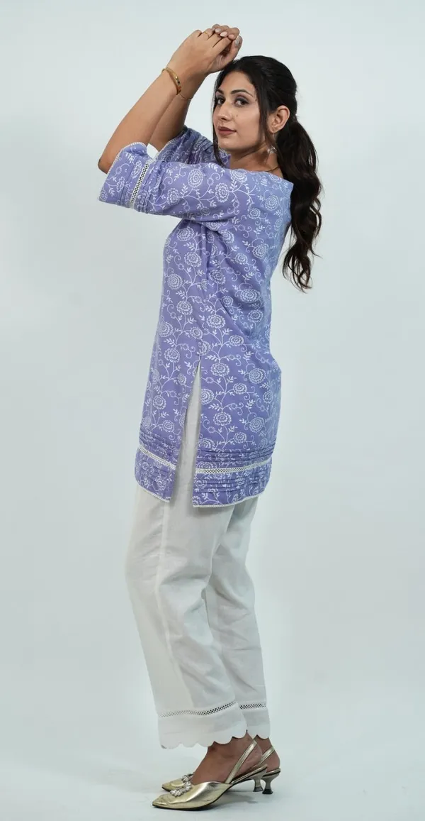Purple_Colour_Kurti_With_White_Bottom_Trendy_Kurti_Set_Top_Bottom
