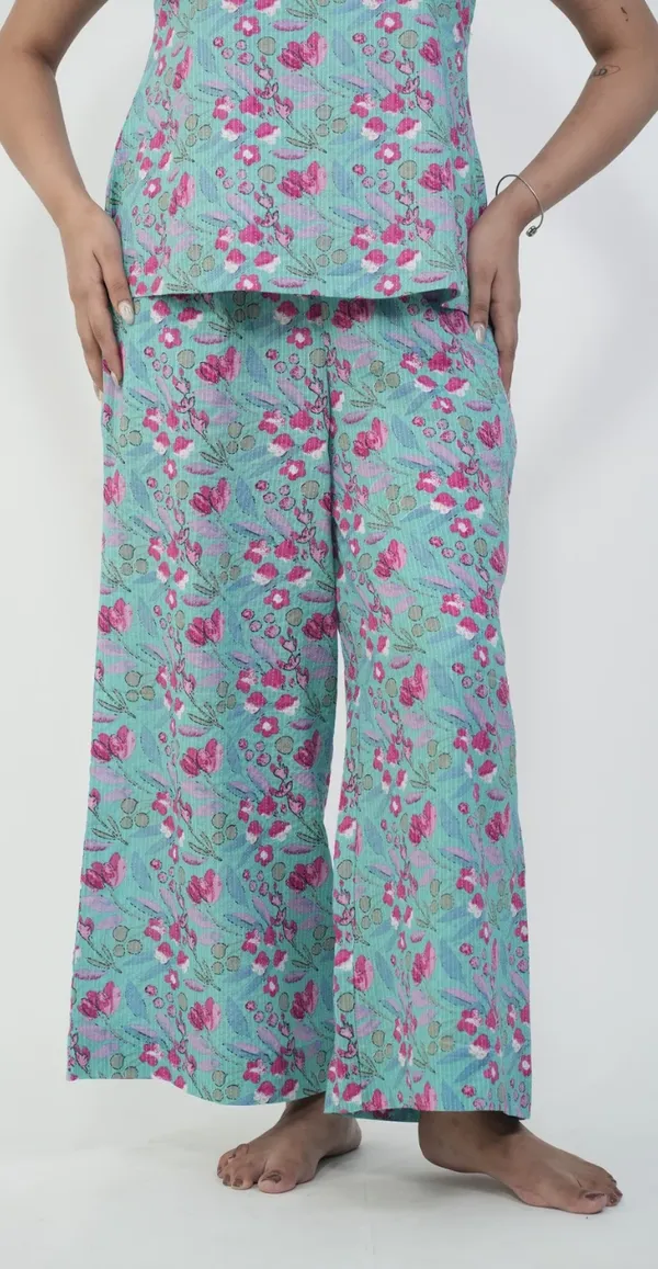Green_With_Magenta_Floral_Print_Night_Suit_Top_Bottom