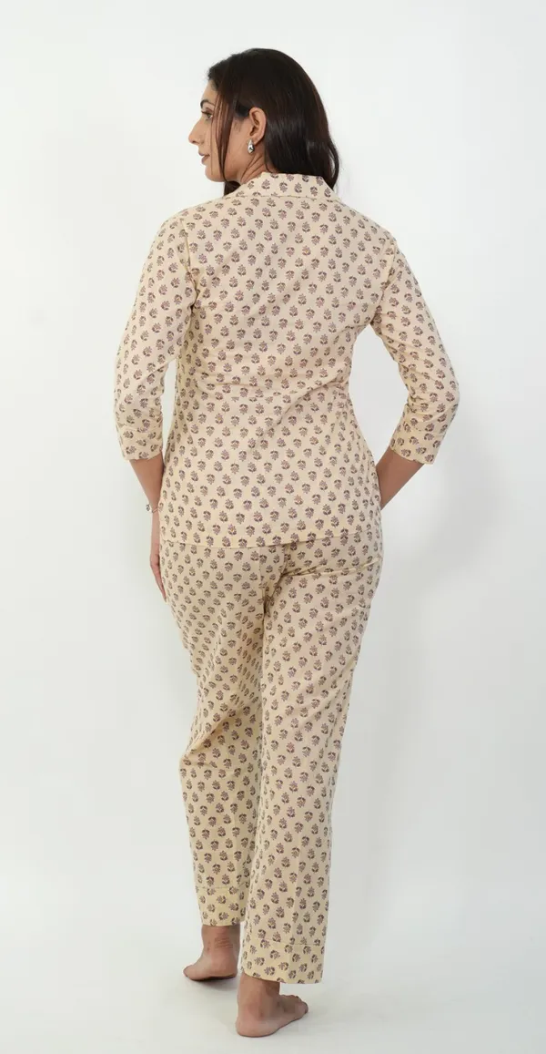 Beige_Printed_Night_Suit_Elegant_Cotton_Sleepwear_Top_Bottom