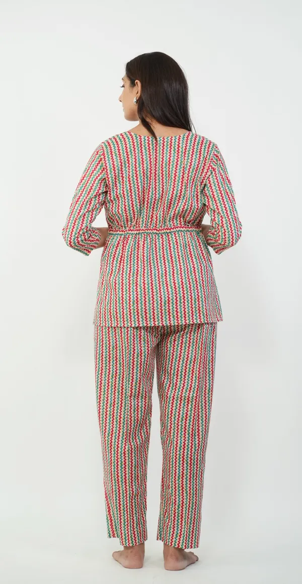Multicolor_Striped_Night_Suit_Trendy_Cotton_Sleepwear_Top_Bottom