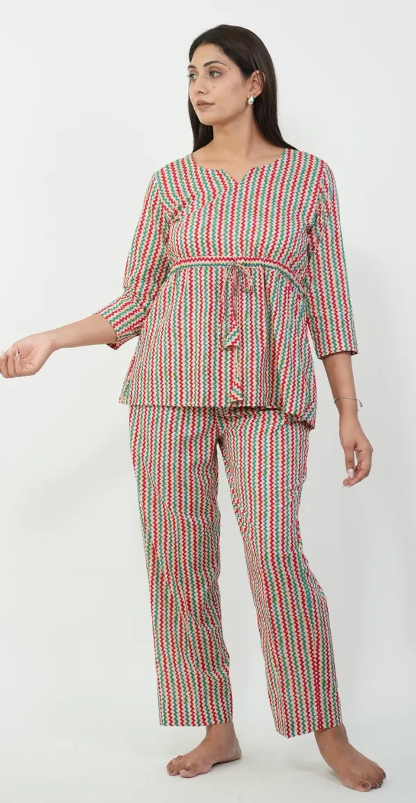 Multicolor_Striped_Night_Suit_Trendy_Cotton_Sleepwear_Top_Bottom