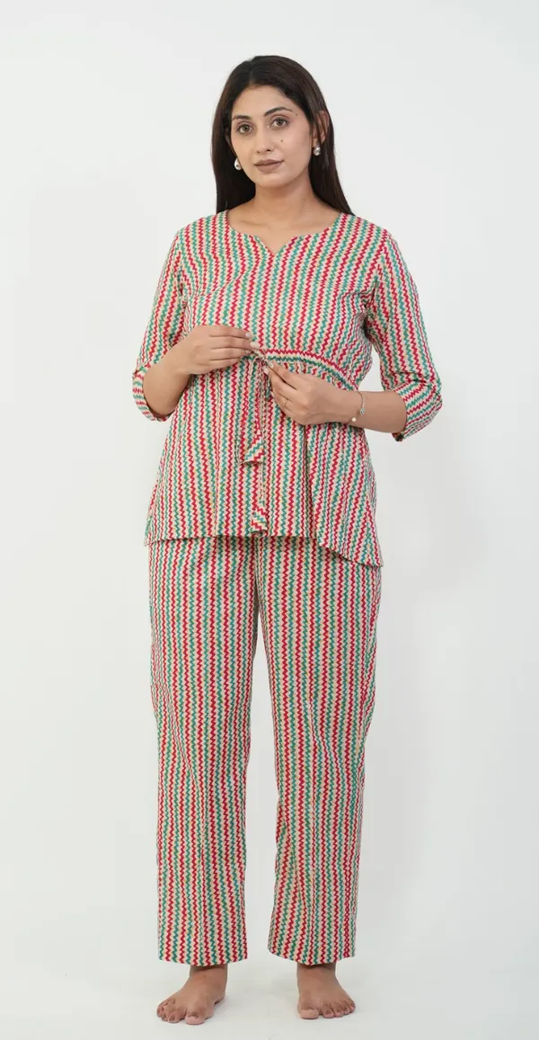 Multicolor_Striped_Night_Suit_Trendy_Cotton_Sleepwear_Top_Bottom