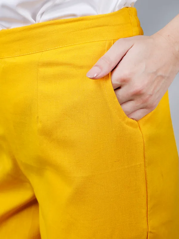 Yellow_Cotton_Slim_Fit_Cigarette_Pants_For_Women