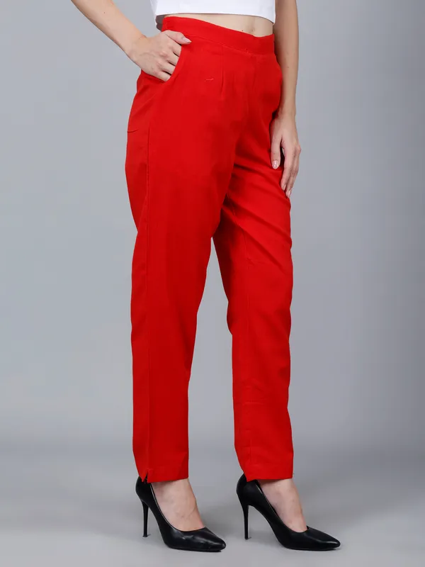 Red_Cotton_High-Waist_Straight_Fit_Trousers_For_Women