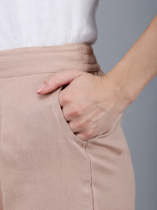 Beige_Cotton_High-Waist_Pleated_Trousers_For_Women