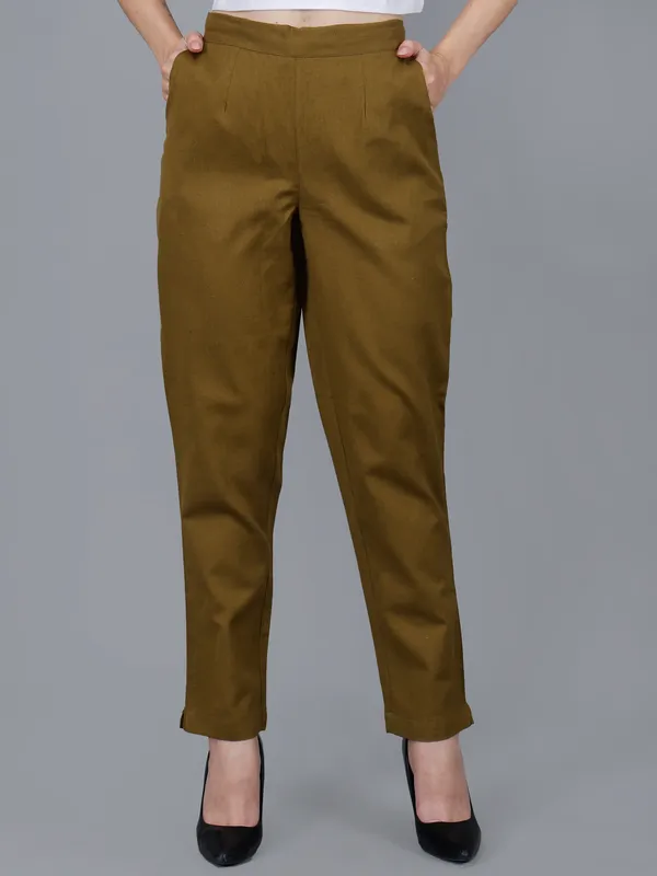 Olive_Green_Cotton_Ankle-Length_Formal_Trousers_For_Women