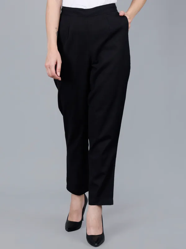Black_Cotton_Ankle-Length_Formal_Trousers_For_Women