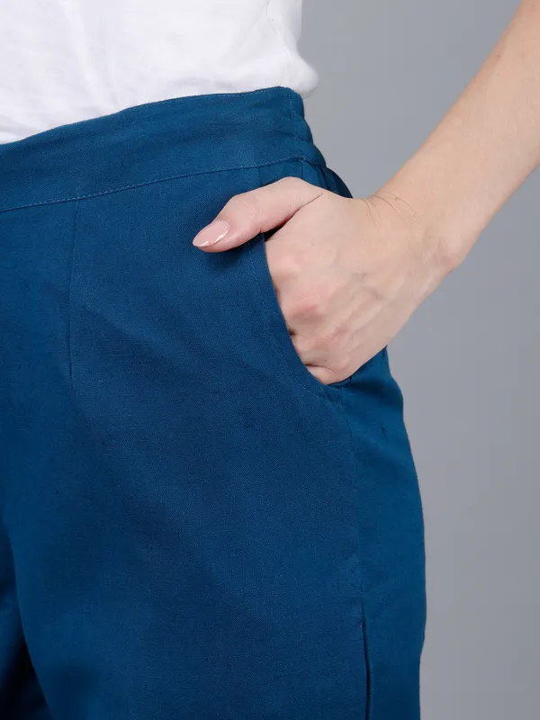 Teal_Blue_Cotton_High-Waist_Formal_Trousers_For_Women