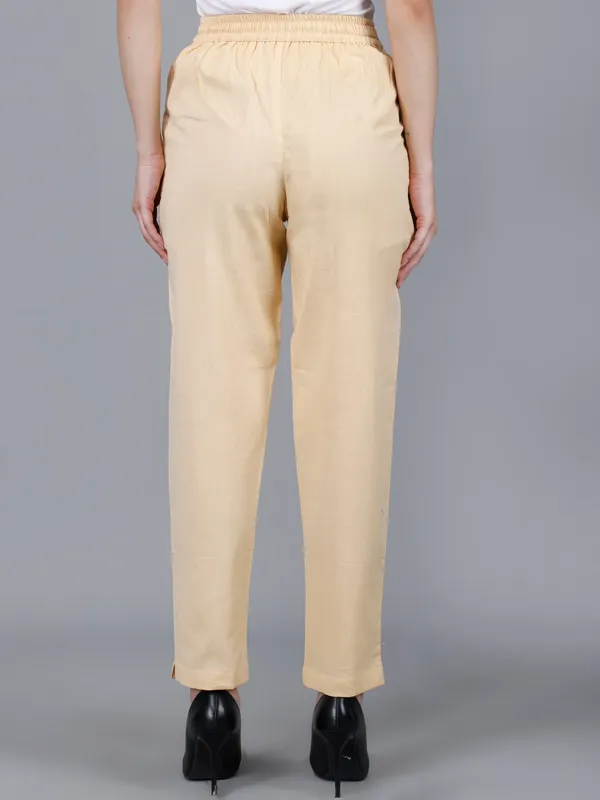 Beige_Cotton_Ankle-Length_Formal_Trousers_For_Women