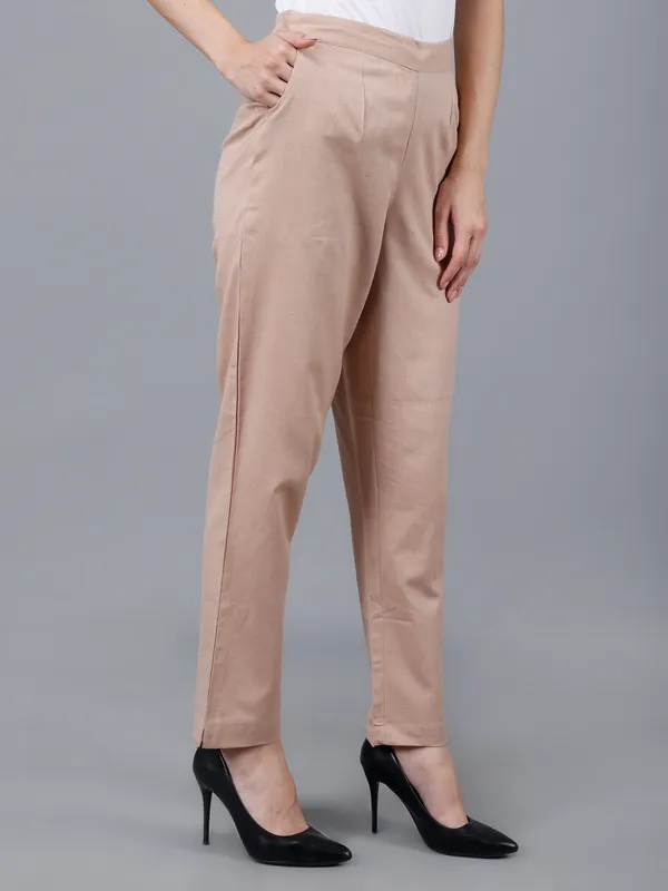 Beige_Cotton_High-Waist_Pleated_Trousers_For_Women