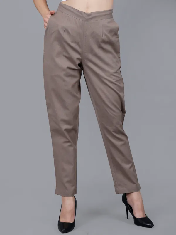 Grey_Cotton_Elastic_Waist_Formal_Trousers_For_Women