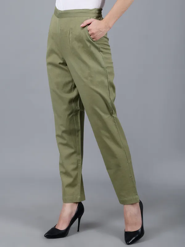 Olive_Green_Cotton_High-Waist_Straight_Fit_Pants_For_Women