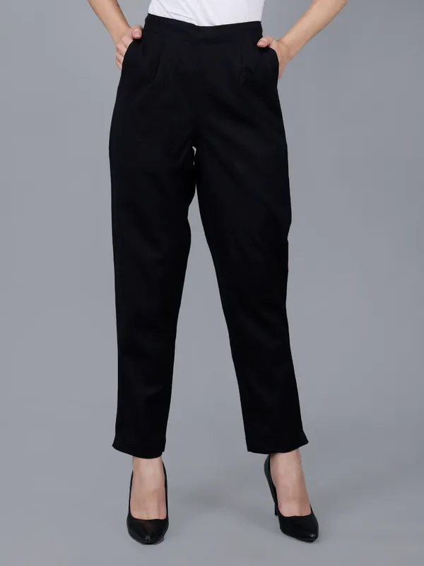 Black_Cotton_Ankle-Length_Formal_Trousers_For_Women