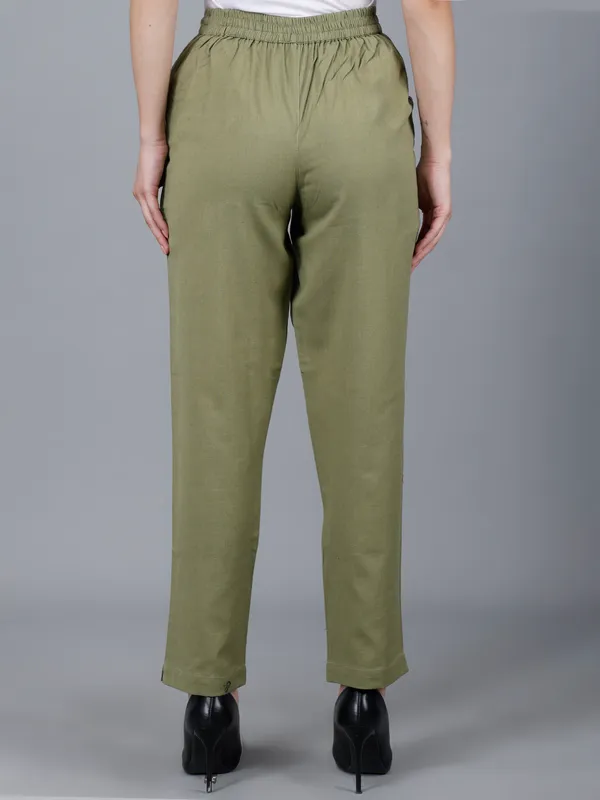 Olive_Green_Cotton_High-Waist_Straight_Fit_Pants_For_Women