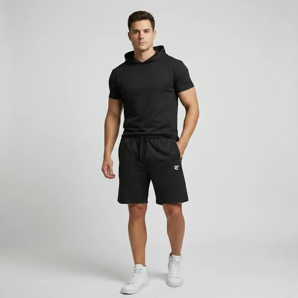 Black_Cotton_Blend_Regular_Fit_Shorts_For_Men
