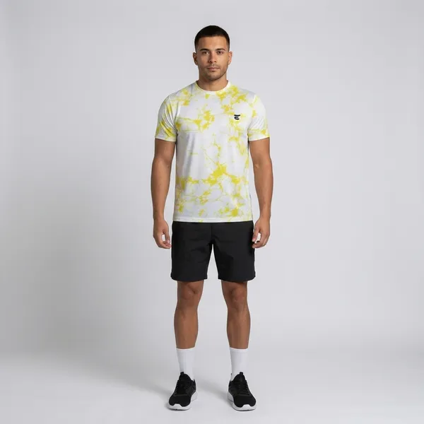 Yellow_Cotton_Blend_Round_Neck_Printed_T_Shirt_For_Men