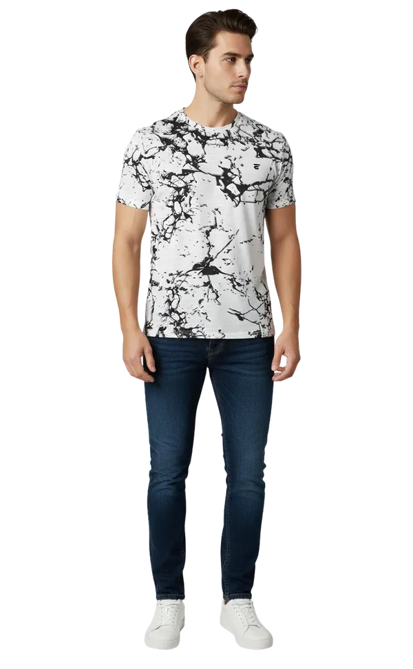 Black_&_White_Cotton_Blend_Round_Neck_Printed_T_Shirt_For_Men