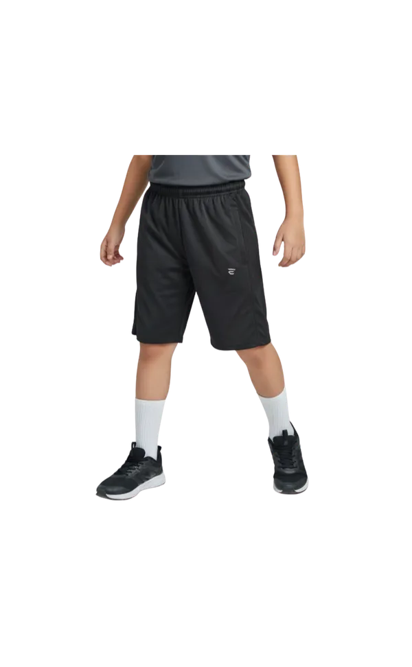 Black_Cotton_Blend_4_Way_Stretch_Side_Mesh_Boys_Shorts_For_Kids
