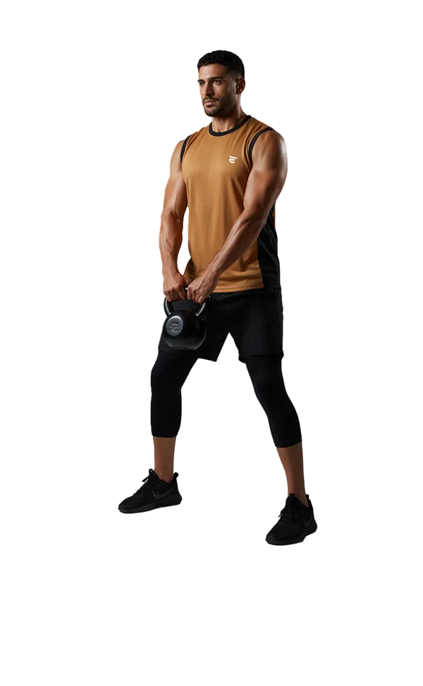 Rust_&_Black_Cotton_Round_Neck_Two_Tone_Dri_Fit_T_Shirt_For_Men