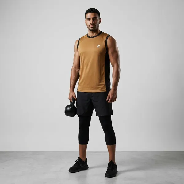 Rust_&_Black_Cotton_Round_Neck_Two_Tone_Dri_Fit_T_Shirt_For_Men